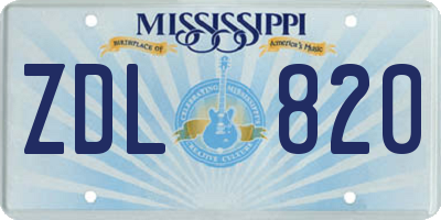 MS license plate ZDL820
