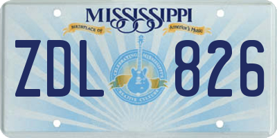 MS license plate ZDL826