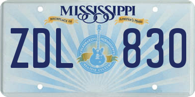 MS license plate ZDL830