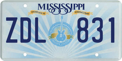 MS license plate ZDL831