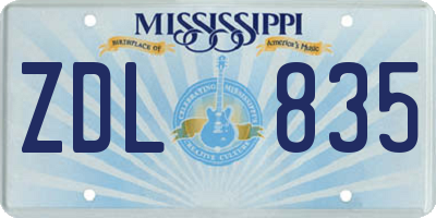 MS license plate ZDL835