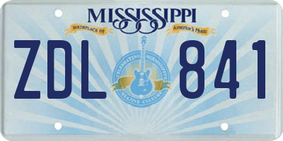 MS license plate ZDL841