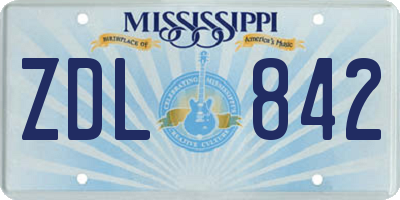 MS license plate ZDL842