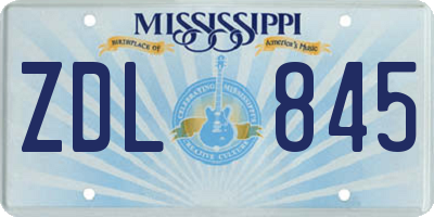 MS license plate ZDL845