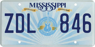 MS license plate ZDL846
