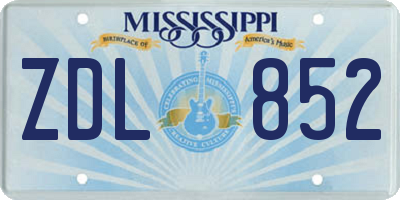 MS license plate ZDL852