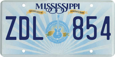 MS license plate ZDL854