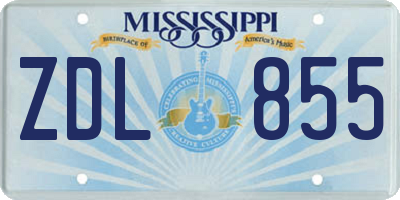 MS license plate ZDL855