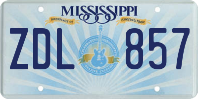 MS license plate ZDL857