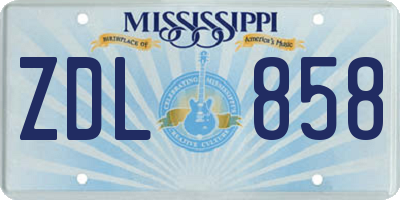 MS license plate ZDL858