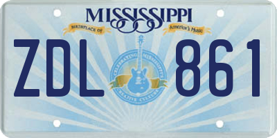MS license plate ZDL861