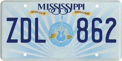 MS license plate ZDL862