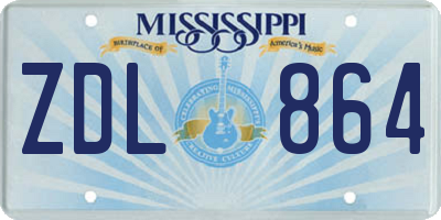 MS license plate ZDL864