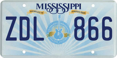 MS license plate ZDL866