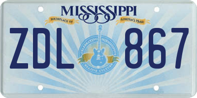 MS license plate ZDL867