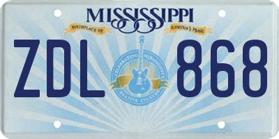 MS license plate ZDL868