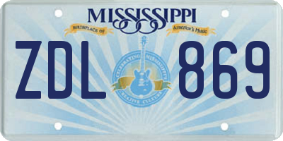 MS license plate ZDL869