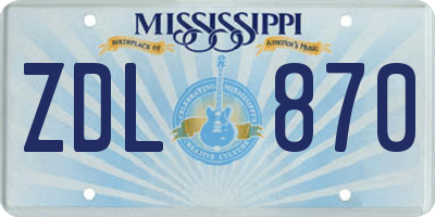 MS license plate ZDL870