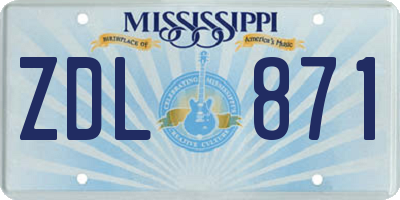 MS license plate ZDL871