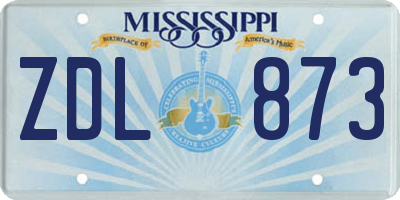 MS license plate ZDL873