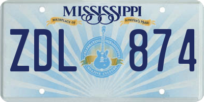 MS license plate ZDL874
