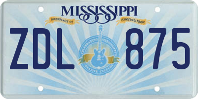 MS license plate ZDL875