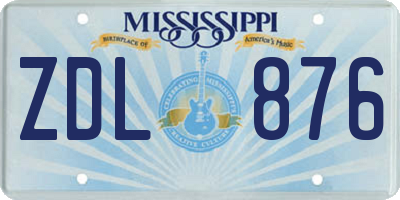 MS license plate ZDL876