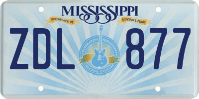 MS license plate ZDL877