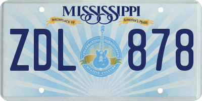 MS license plate ZDL878