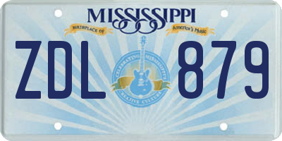 MS license plate ZDL879