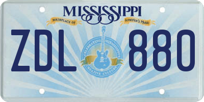 MS license plate ZDL880