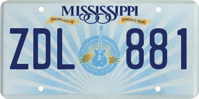 MS license plate ZDL881
