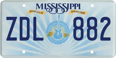MS license plate ZDL882