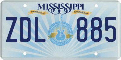 MS license plate ZDL885