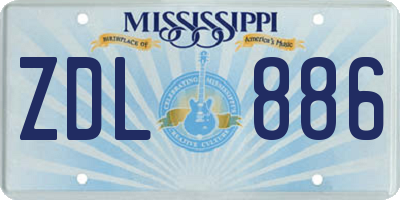 MS license plate ZDL886