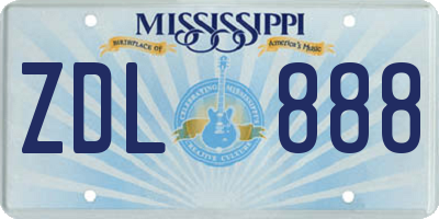 MS license plate ZDL888