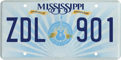 MS license plate ZDL901