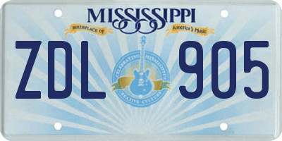 MS license plate ZDL905