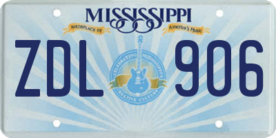 MS license plate ZDL906