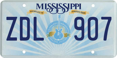 MS license plate ZDL907