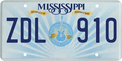 MS license plate ZDL910