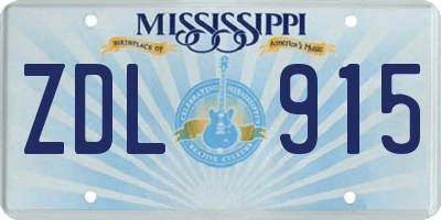 MS license plate ZDL915