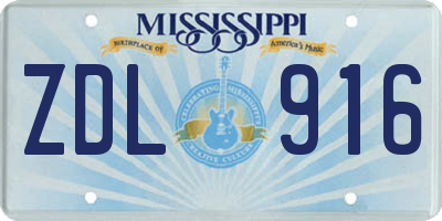 MS license plate ZDL916