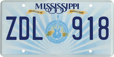 MS license plate ZDL918