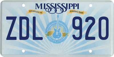 MS license plate ZDL920