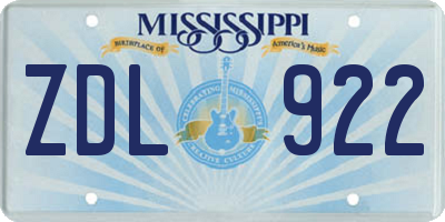 MS license plate ZDL922