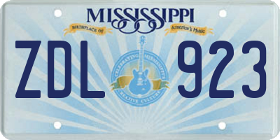 MS license plate ZDL923