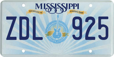 MS license plate ZDL925
