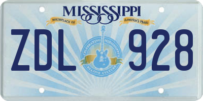 MS license plate ZDL928