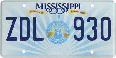 MS license plate ZDL930